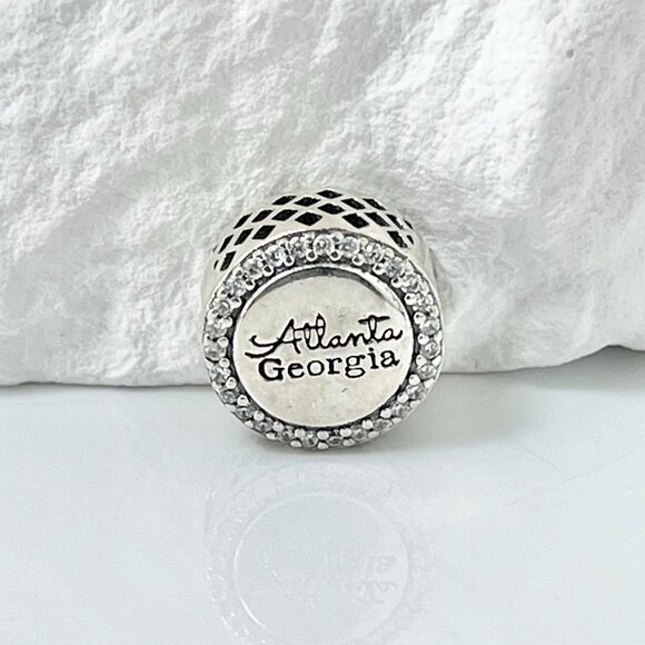 Pandora Atlanta Georgia Peach Charm S925 Silver Bead Charm - Picture 2 of 3